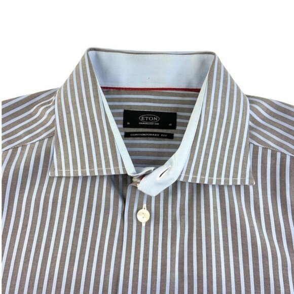 Eton Long Sleeve Button Down Shirt Vertical Stripe - Picture 2 of 5